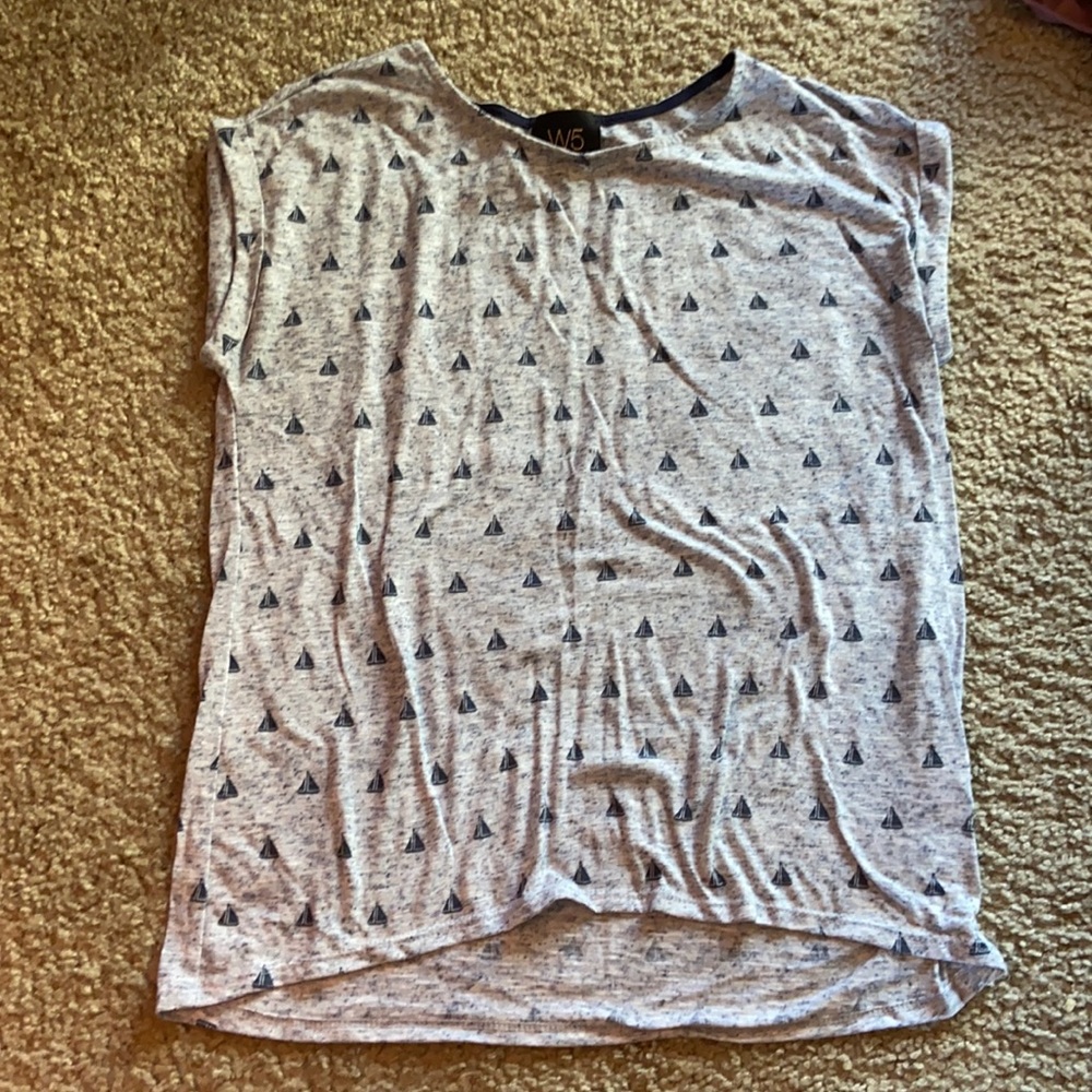 Blue pattern top with boats W5 Size small